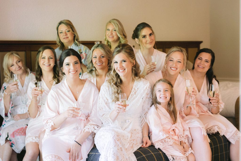 Bride & Bridesmaids in hotel room at Pillar & Post