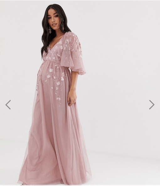 ASOS Maternity DESIGN Maternity Sheer Sleeve Maxi Dress with