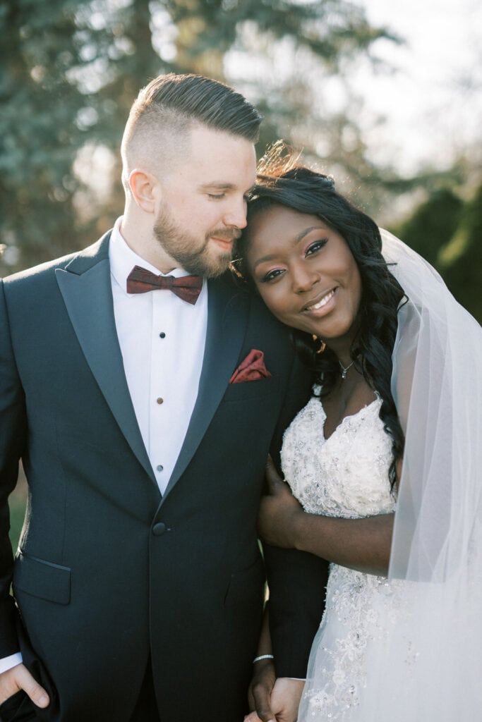 Wedding Photo of interracial couple on wedding day at stonewall estates winery