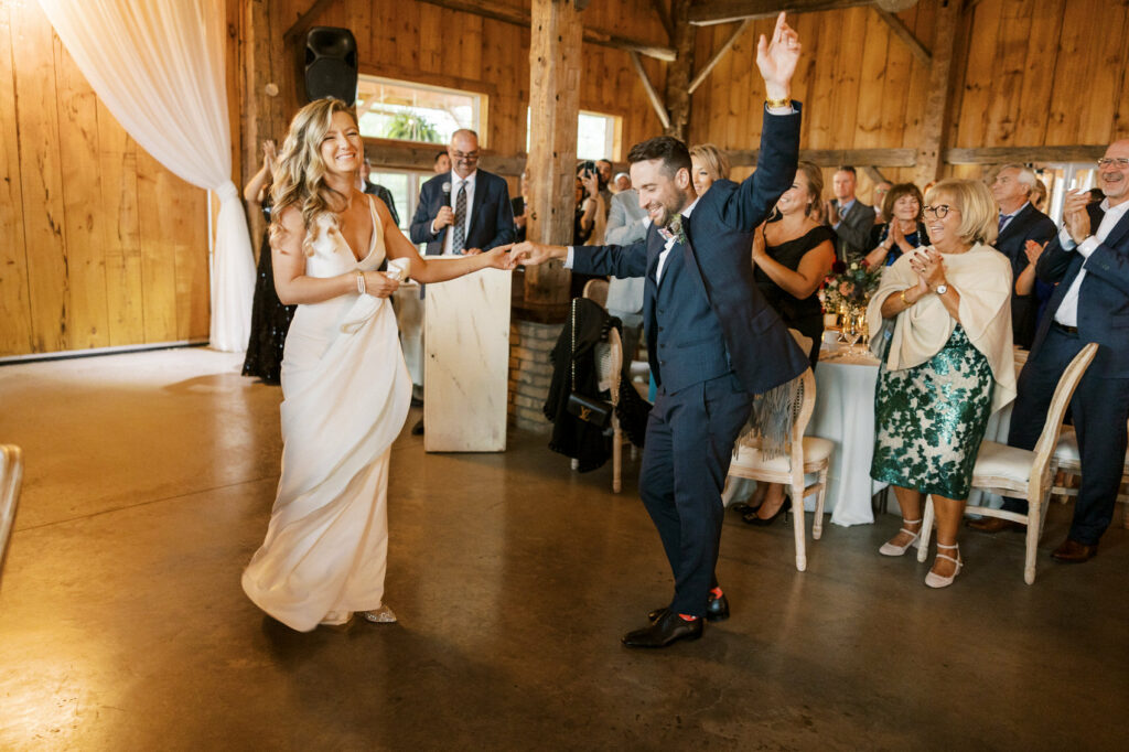 Bride & Groom Dancing Into Reception at Stone Wall Estates